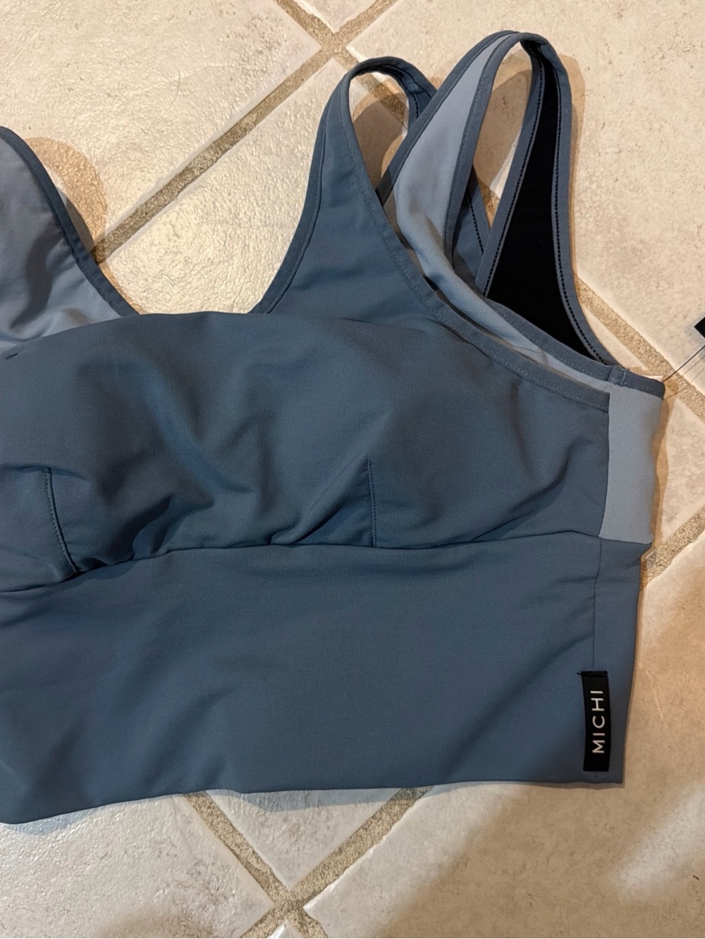 NWT Sette Glory Top Sports Bra Crop SKY Blue Asymmetrical Medium